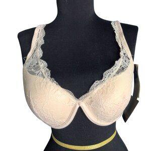 Marilyn Monroe Intimates 34D Bra Ecru Lace Underwire Adjustable Straps NEW